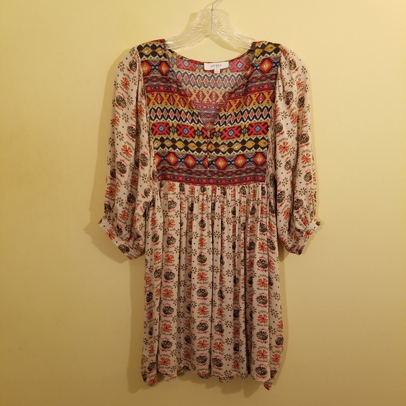 Umgee Free Spirit Dress Boho Babydoll Tribal Aztec - Picture 2 of 11